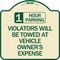 Signmission 1 Hour Parking Violators Will Towed Vehicle Owners Expense Alum Sign, 18" L, 18" H, TG-1818-24647 A-DES-TG-1818-24647 - alternate 1